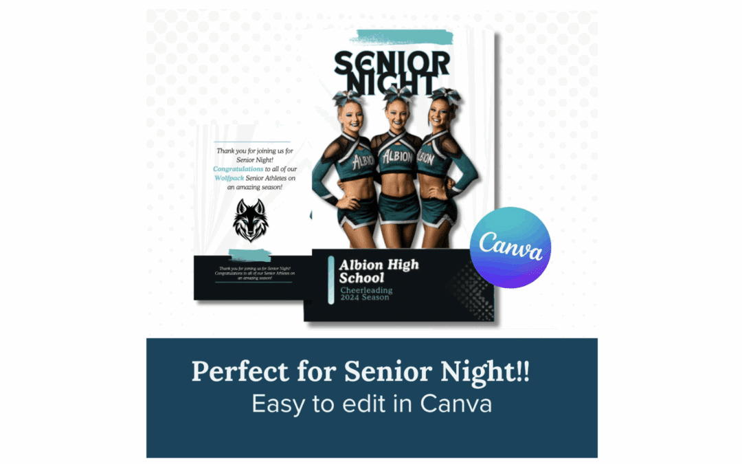 Cheer Senior Program Template | Editable Canva Senior Night Program | Cheer Senior Night Printable Program